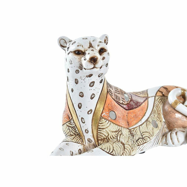 Deko-Figur DKD Home Decor 24 x 10 x 12 cm Orange Weiß Leopard Kolonial