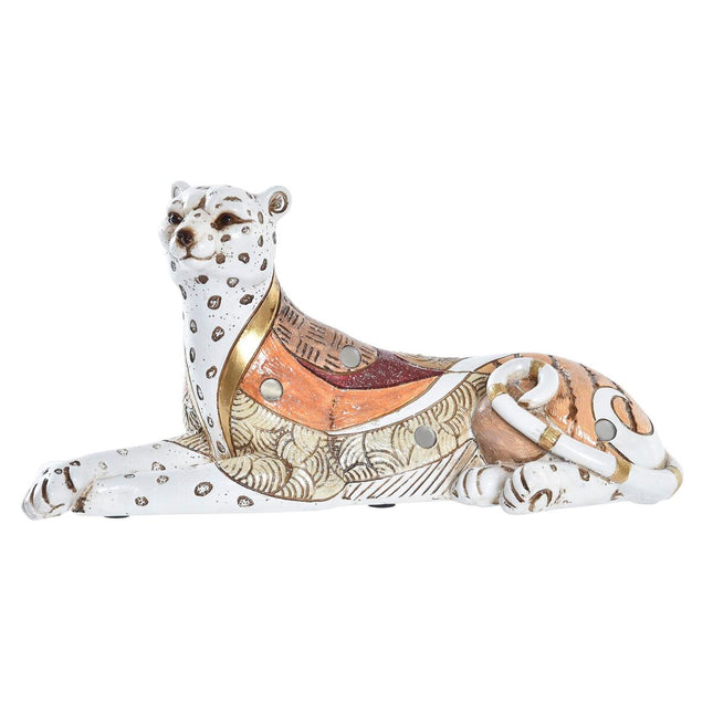 Deko-Figur DKD Home Decor 24 x 10 x 12 cm Orange Weiß Leopard Kolonial