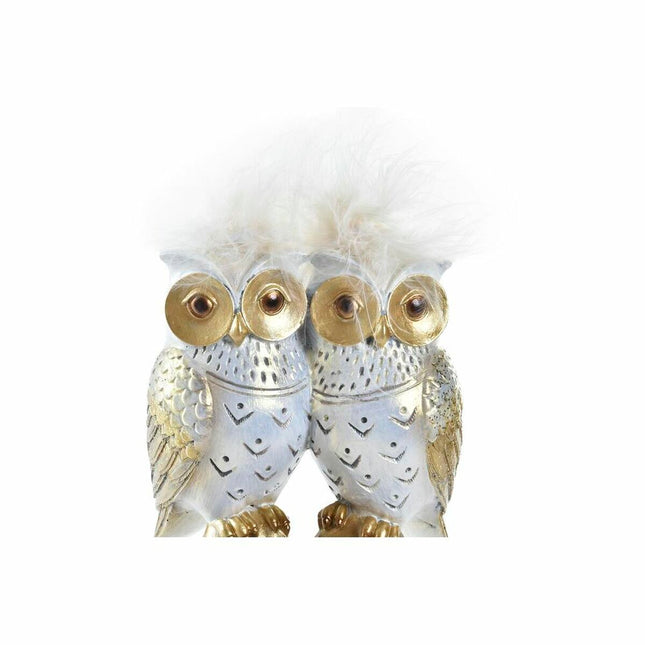 Deko-Figur DKD Home Decor 10 x 8 x 7 cm Eulen Gold Weiß