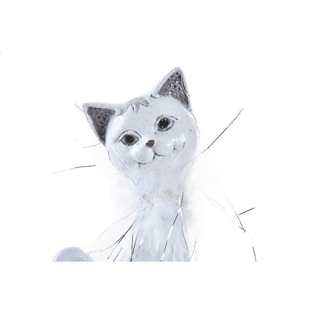 Deko-Figur DKD Home Decor Weiß Romantisch Katze 9 x 9 x 24 cm