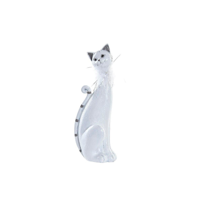 Deko-Figur DKD Home Decor Weiß Romantisch Katze 9 x 9 x 24 cm