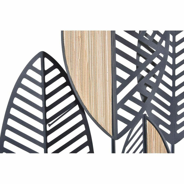 Wanddekoration DKD Home Decor Schwarz Metall Holz Braun Moderne Pflanzenblatt (81 x 4 x 102 cm)