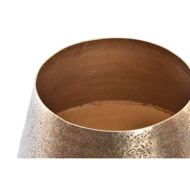 Blumentopf DKD Home Decor Antiker Finish Silberfarben Gold Aluminium 20 x 20 x 17 cm Loft Abgenutzt (2 Stück)