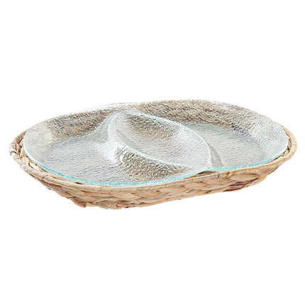 Tablett für Snacks DKD Home Decor 38 x 25 x 4 cm Kristall natürlich Durchsichtig