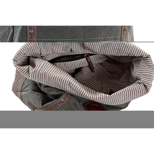 Lässiger Rucksack DKD Home Decor Canvas Grau Braun Leder (44 x 12 x 49 cm)