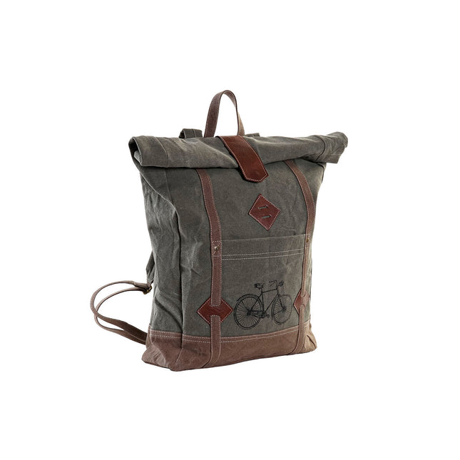 Lässiger Rucksack DKD Home Decor Canvas Grau Braun Leder (44 x 12 x 49 cm)
