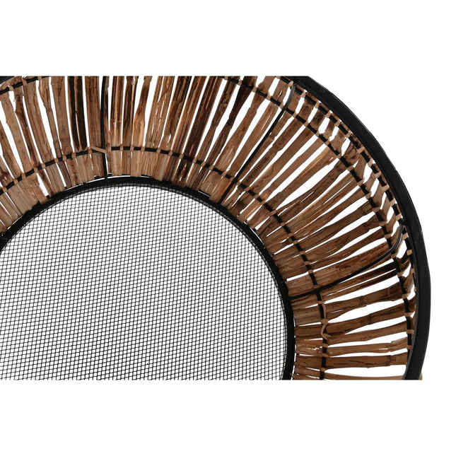 Blumentopfset DKD Home Decor natürlich Schwarz Metall Rattan (50 x 50 x 25,4 cm)