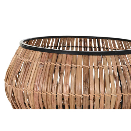 Blumentopfset DKD Home Decor natürlich Schwarz Metall Rattan (50 x 50 x 25,4 cm)