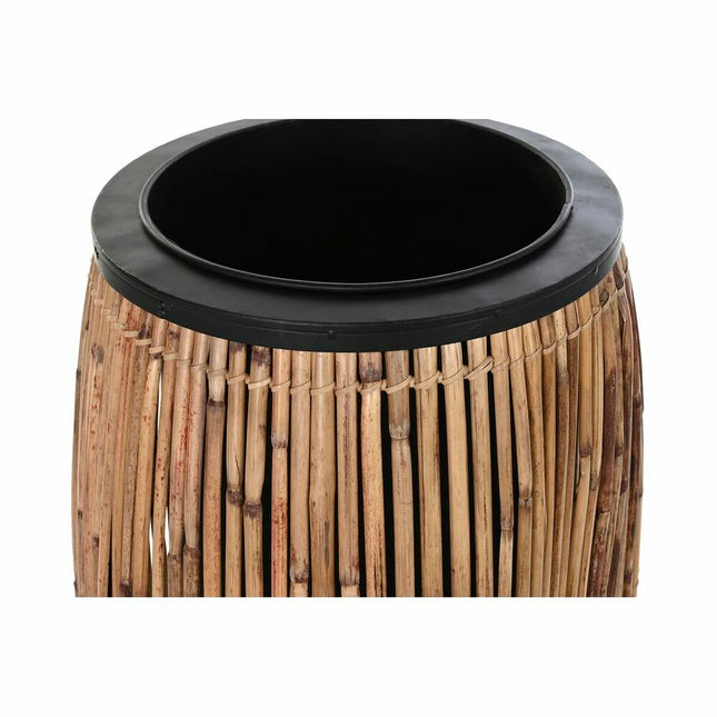 Blumentopf DKD Home Decor natürlich Schwarz Metall Rattan (40 x 40 x 82 cm)