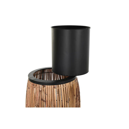 Blumentopf DKD Home Decor natürlich Schwarz Metall Rattan (40 x 40 x 82 cm)
