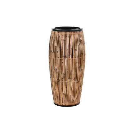Blumentopf DKD Home Decor natürlich Schwarz Metall Rattan (40 x 40 x 82 cm)