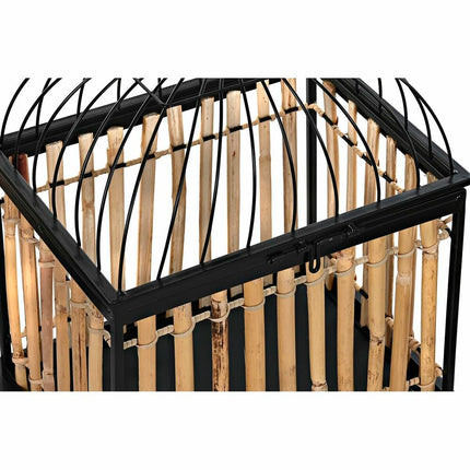 Deko-Figur DKD Home Decor natürlich Schwarz Metall Rattan (38,5 x 30 x 54 cm) (3 Stücke)
