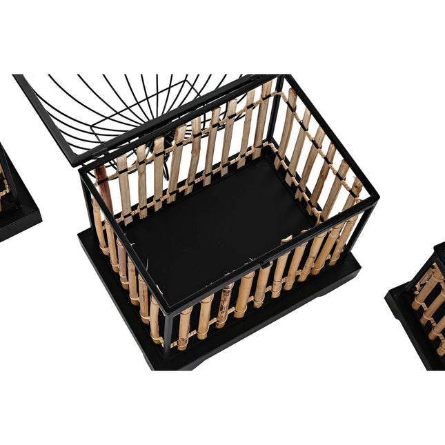 Deko-Figur DKD Home Decor natürlich Schwarz Metall Rattan (38,5 x 30 x 54 cm) (3 Stücke)