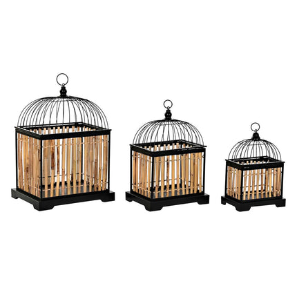 Deko-Figur DKD Home Decor natürlich Schwarz Metall Rattan (38,5 x 30 x 54 cm) (3 Stücke)