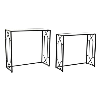 Konsole DKD Home Decor Kristall Schwarz Metall (82 x 32 x 76 cm) (2 Stück)