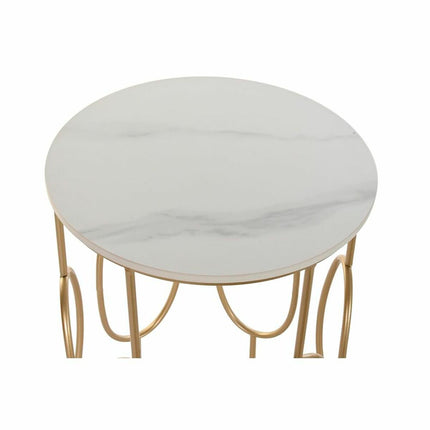 2nd-Set Tischchen DKD Home Decor Gold Metall Weiß Marmor 38 x 38 x 60 cm
