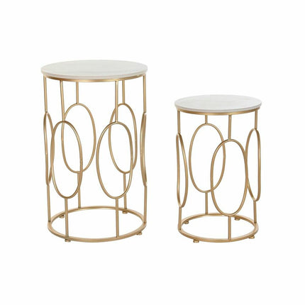 2nd-Set Tischchen DKD Home Decor Gold Metall Weiß Marmor 38 x 38 x 60 cm