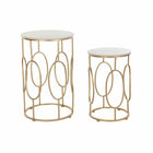 2nd-Set Tischchen DKD Home Decor Gold Metall Weiß Marmor 38 x 38 x 60 cm