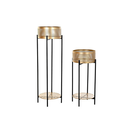 Blumentopfset DKD Home Decor Schwarz Gold Metall Glam (30 x 30 x 101 cm)