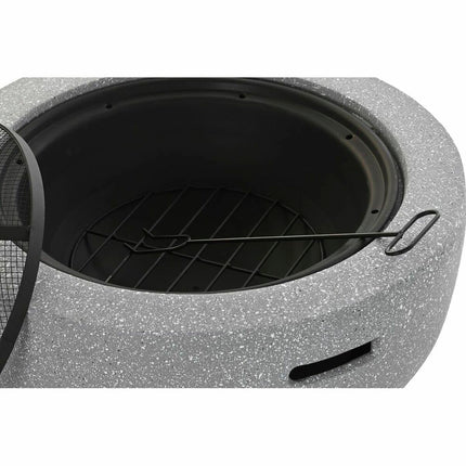 Feuerschale DKD Home Decor 60 x 60 x 33 cm Fiberglas Schwarz Grau Metall
