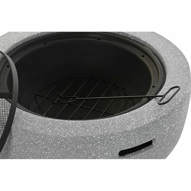 Feuerschale DKD Home Decor 60 x 60 x 33 cm Fiberglas Schwarz Grau Metall
