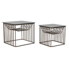 2nd-Set Tischchen DKD Home Decor Kristall Schwarz Metall Kupfer (52 x 52 x 44 cm) (2 pcs)