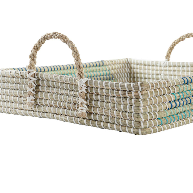Tablettset DKD Home Decor natürlich türkis Weiß Tropical (48 x 38 x 15 cm)