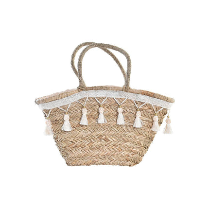 Handtasche DKD Home Decor 59 x 16 x 30 cm natürlich Weiß Seegras
