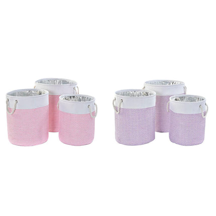 Korb-Set DKD Home Decor Polyester 40 x 40 x 49 cm (2 Stück)