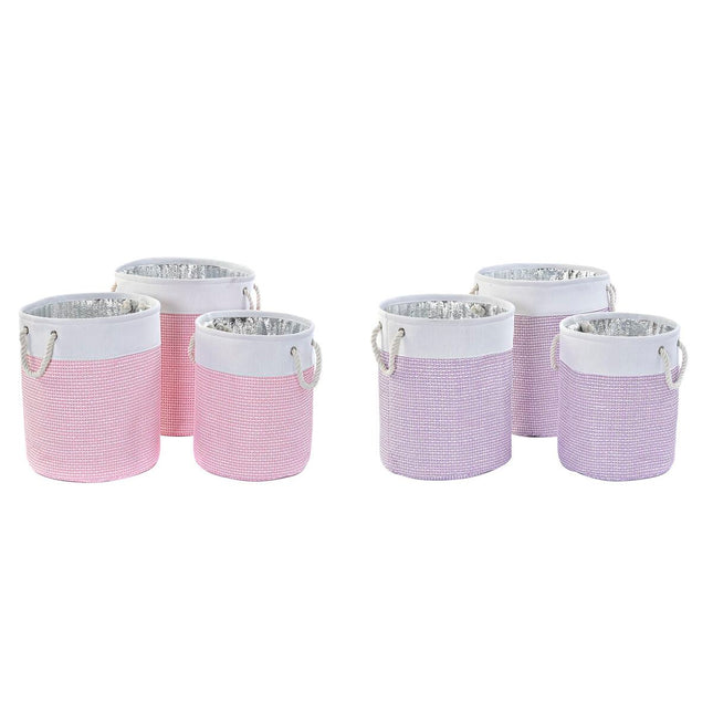 Korb-Set DKD Home Decor Polyester 40 x 40 x 49 cm (2 Stück)