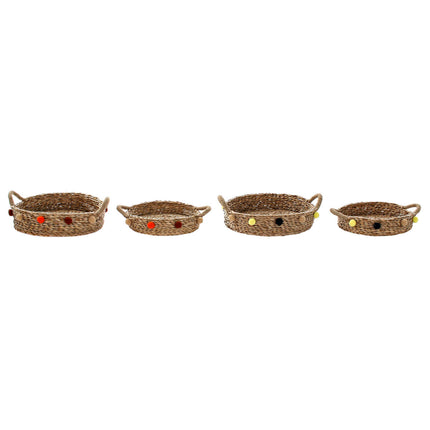 Korb-Set DKD Home Decor 49 x 40 x 9,5 cm Bommeln Seegras Boho (2 Stück)