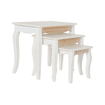 Set mit 3 Tischen DKD Home Decor Weiß natürlich Holz Holz MDF 53 x 35 x 47 cm