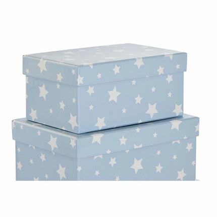 Satz stapelbarer Organizerboxen DKD Home Decor Weiß Himmelsblau Für Kinder Pappe (43,5 x 33,5 x 15,5 cm)