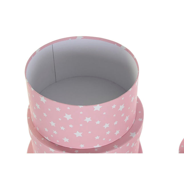 Satz stapelbarer Organizerboxen DKD Home Decor rund Sterne Für Kinder Pappe