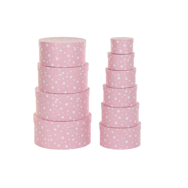 Satz stapelbarer Organizerboxen DKD Home Decor rund Sterne Für Kinder Pappe