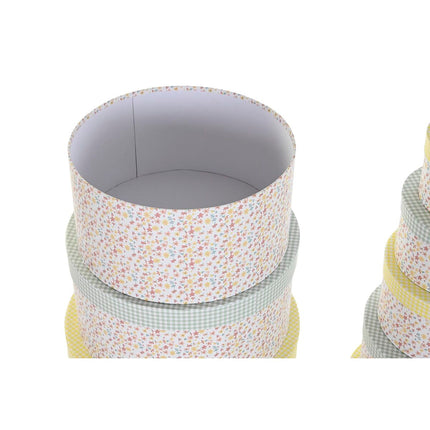 Satz stapelbarer Organizerboxen DKD Home Decor grün Gelb Bunt Pappe (37,5 x 37,5 x 18 cm)