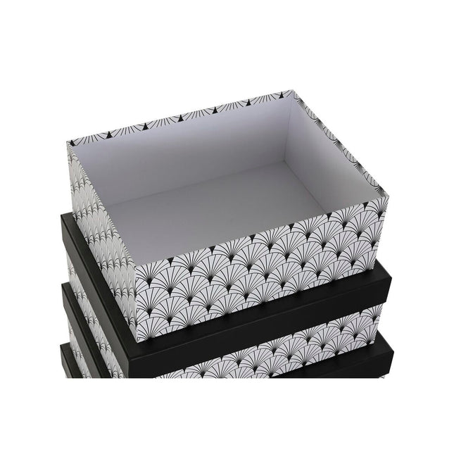 Satz stapelbarer Organizerboxen DKD Home Decor Schwarz Weiß Pappe