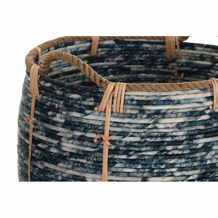 Korb-Set DKD Home Decor Schwarz Weiß Rattan Boho (56 x 56 x 60 cm)