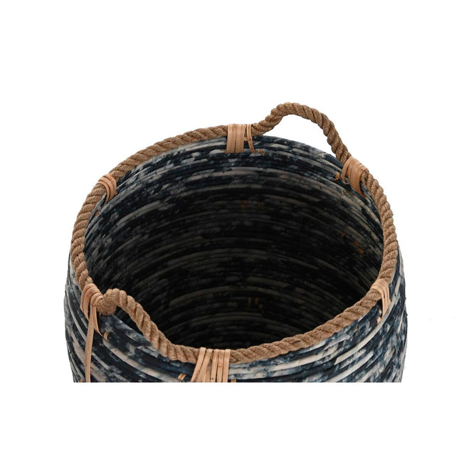 Korb-Set DKD Home Decor Schwarz Weiß Rattan Boho (56 x 56 x 60 cm)