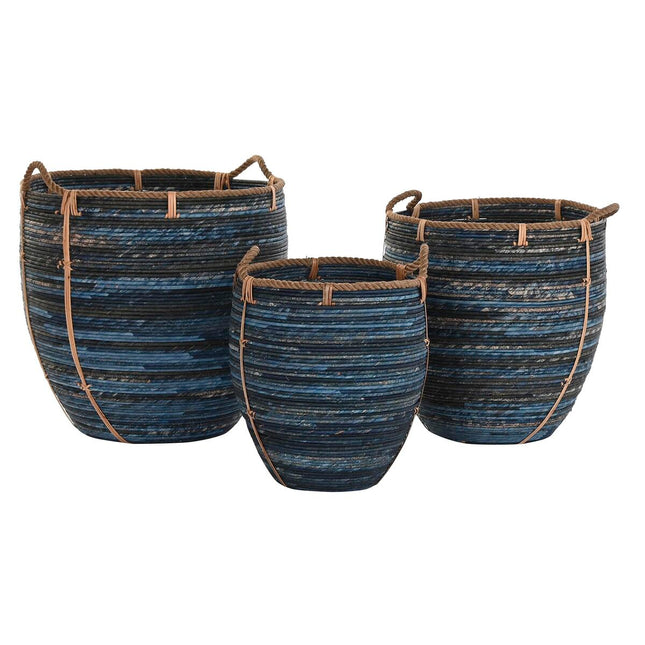 Korb-Set DKD Home Decor Marineblau 56 x 56 x 60 cm