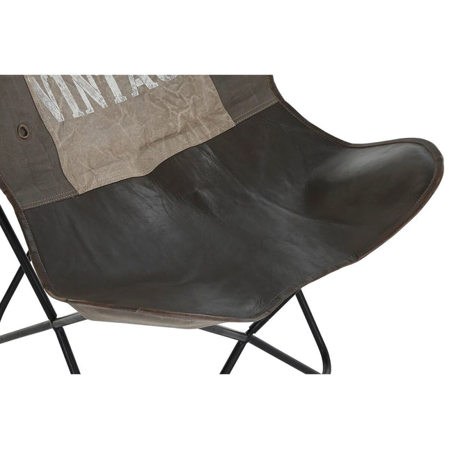 Stuhl DKD Home Decor Grau Baumwolle Haut Vintage (76 x 76 x 96 cm)