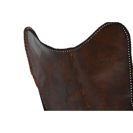 Stuhl DKD Home Decor Braun Metall Leder (78 x 76 x 96 cm)