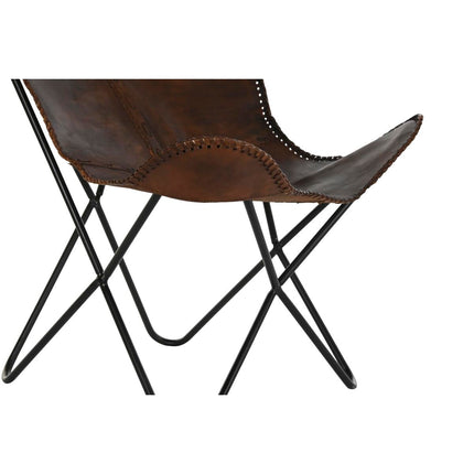 Stuhl DKD Home Decor Braun Metall Leder (78 x 76 x 96 cm)