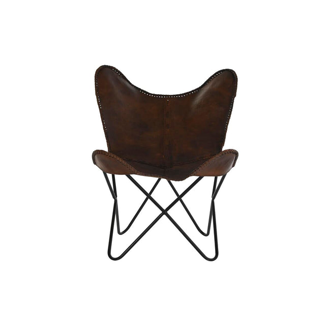 Stuhl DKD Home Decor Braun Metall Leder (78 x 76 x 96 cm)