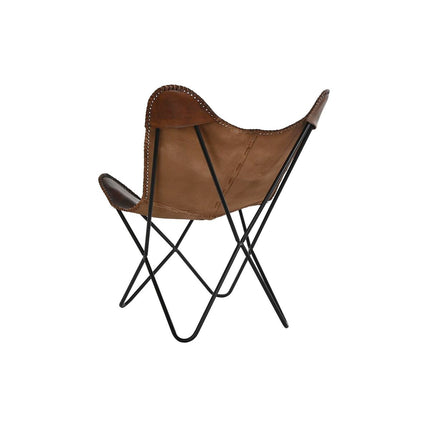 Stuhl DKD Home Decor Braun Metall Leder (78 x 76 x 96 cm)