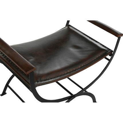 Stuhl DKD Home Decor Metall Braun Leder (74 x 47 x 75 cm)