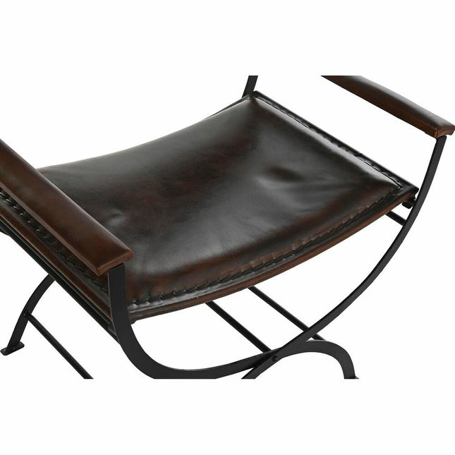 Stuhl DKD Home Decor Metall Braun Leder (74 x 47 x 75 cm)