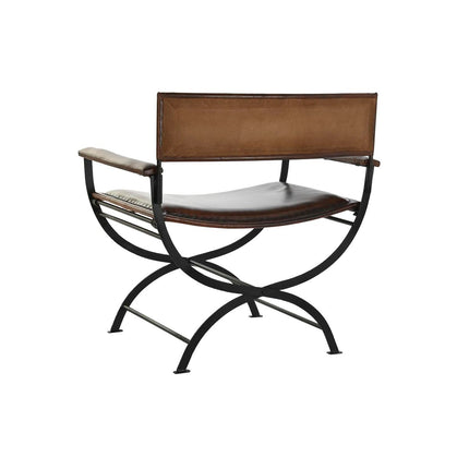 Stuhl DKD Home Decor Metall Braun Leder (74 x 47 x 75 cm)