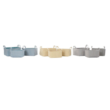 Korb-Set DKD Home Decor Polyester Aluminium (40 x 30 x 20 cm) (3 Stück)
