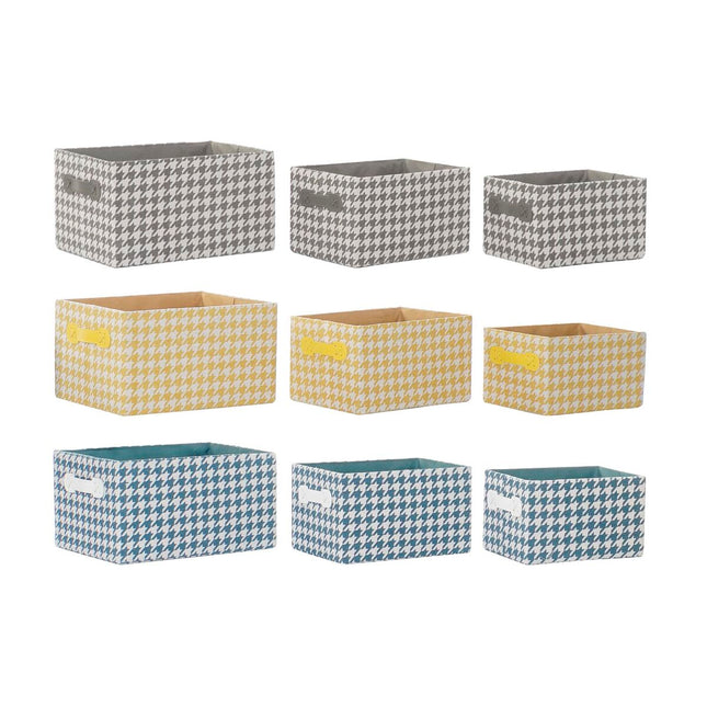Korb-Set DKD Home Decor Polyester Aluminium (32 x 24 x 18 cm) (3 Stück)